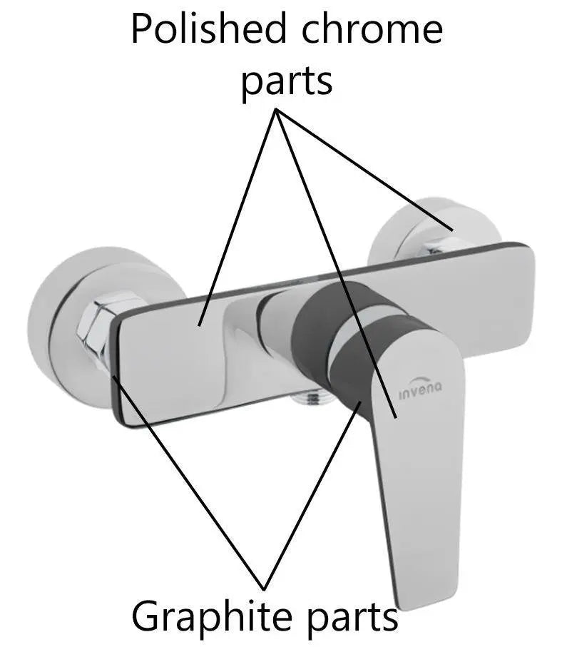 Graphite/Chrome Bathroom Shower Elegant Wall Mounted Mixer Single Lever Tap