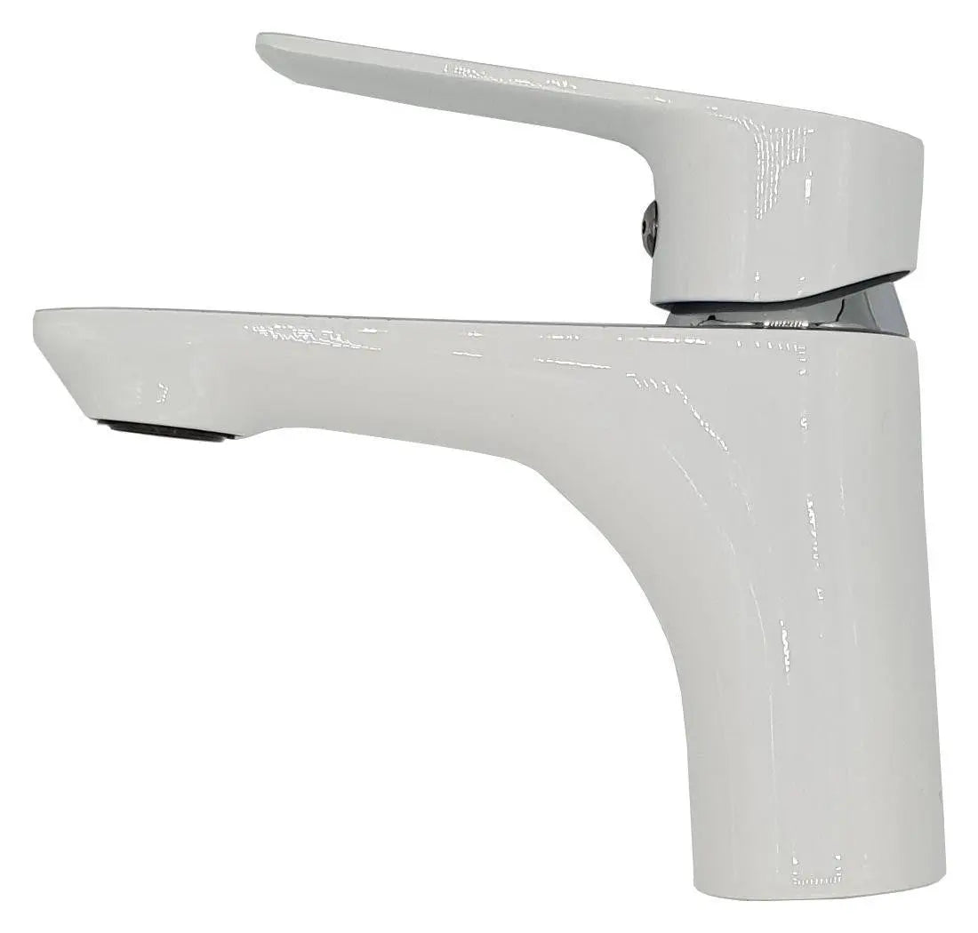 White/Chrome Bathroom Sink Standing Mixer Tap Single Lever Basin Taps