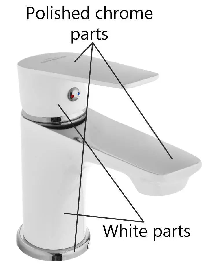 White/Chrome Bathroom Sink Standing Mixer Tap Single Lever Basin Taps