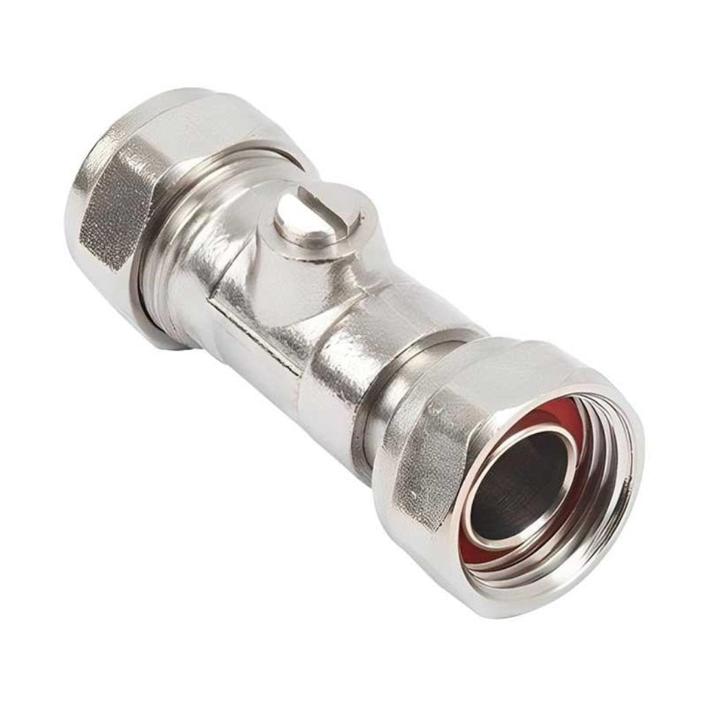 Chrome Brass Straight Service Valve 15mm x 1/2" Compression x Female Nut - plumbing4home