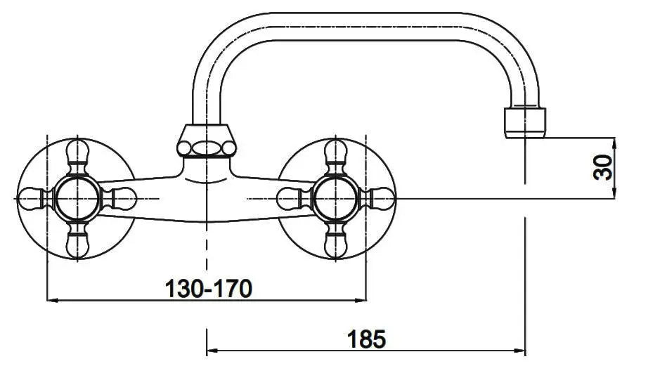 Chrome Gold Kitchen Tap Wall Mounted Cross Head Swivel Spout Kitchen Taps