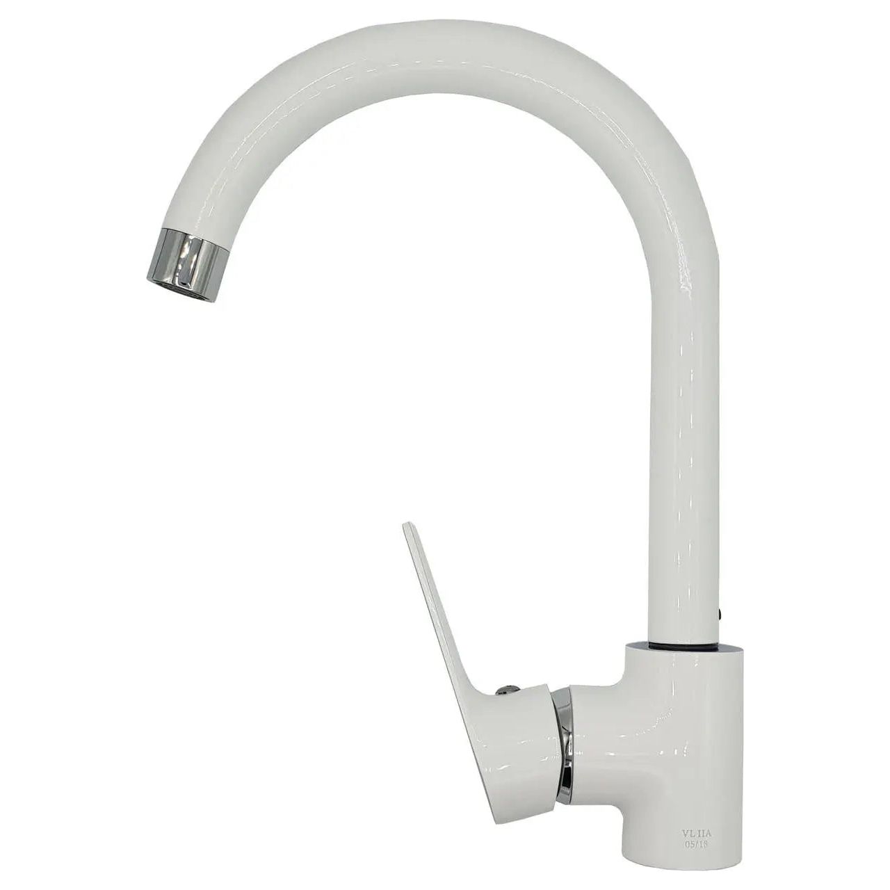 White/Chrome Kitchen Sink Standing Mixer Tap Single Lever Kitchen Taps