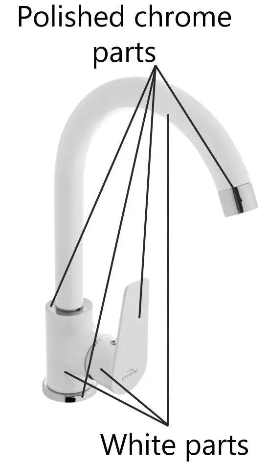 White/Chrome Kitchen Sink Standing Mixer Tap Single Lever Kitchen Taps