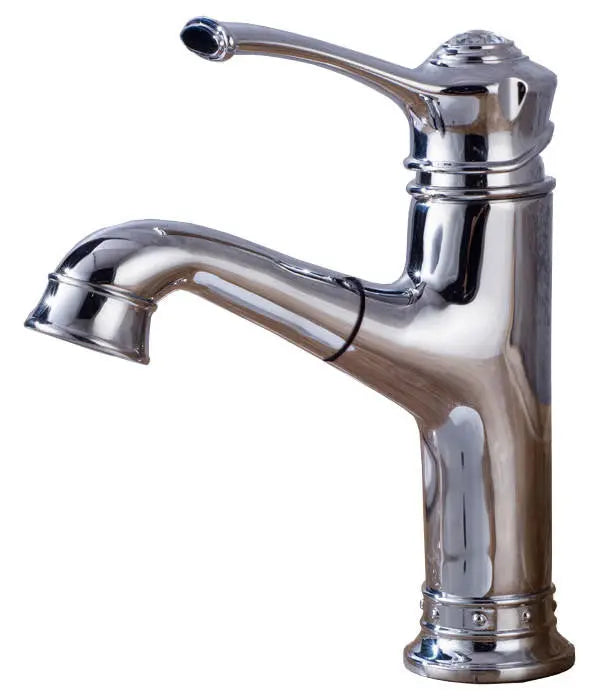 Chrome Kitchen Sink Water Faucet Deck Mounted Tap Pull Out Aerator Handle