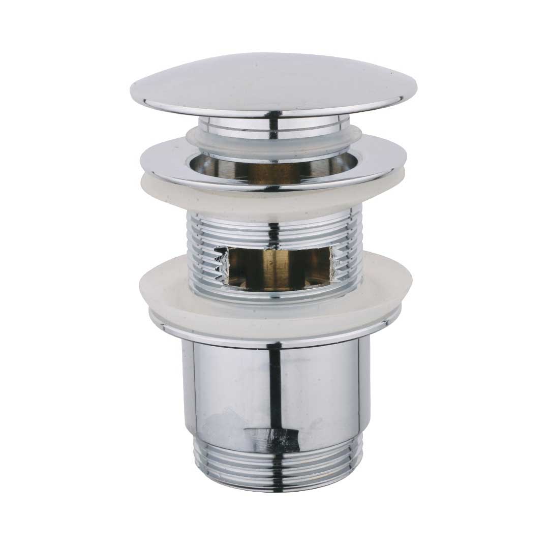 Chrome Plated Click-Clack Waste Plug Basin Sink Drain Push Button
