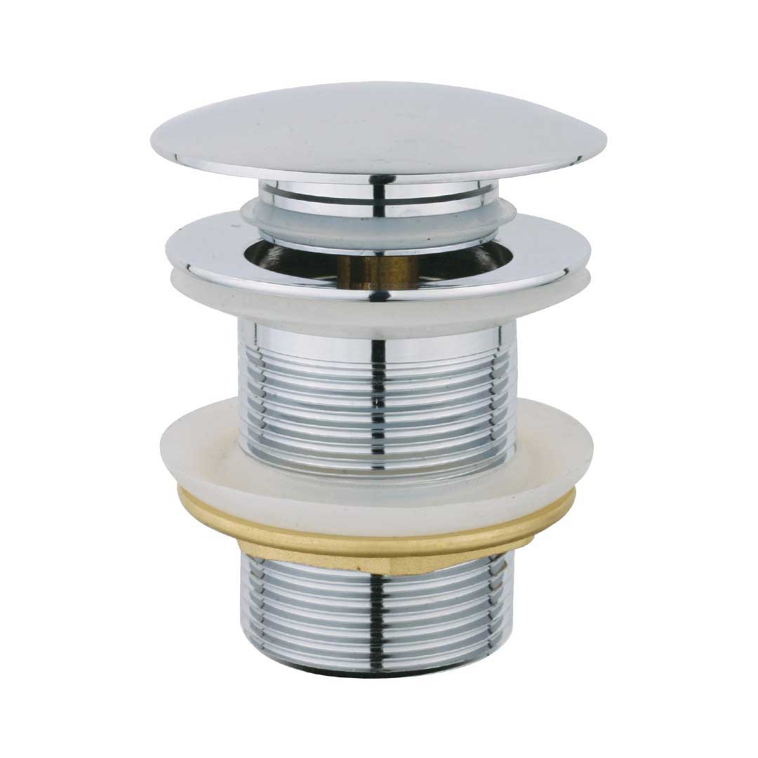 Chrome Plated Click-Clack Waste Plug Basin Sink Drain Push Button