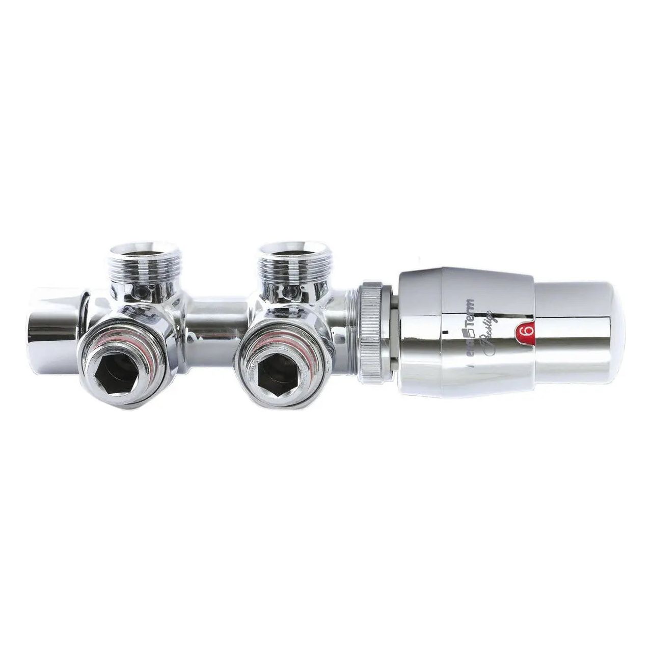 Chrome Thermostatic Radiator Valves TRV Twin Inlet Angled