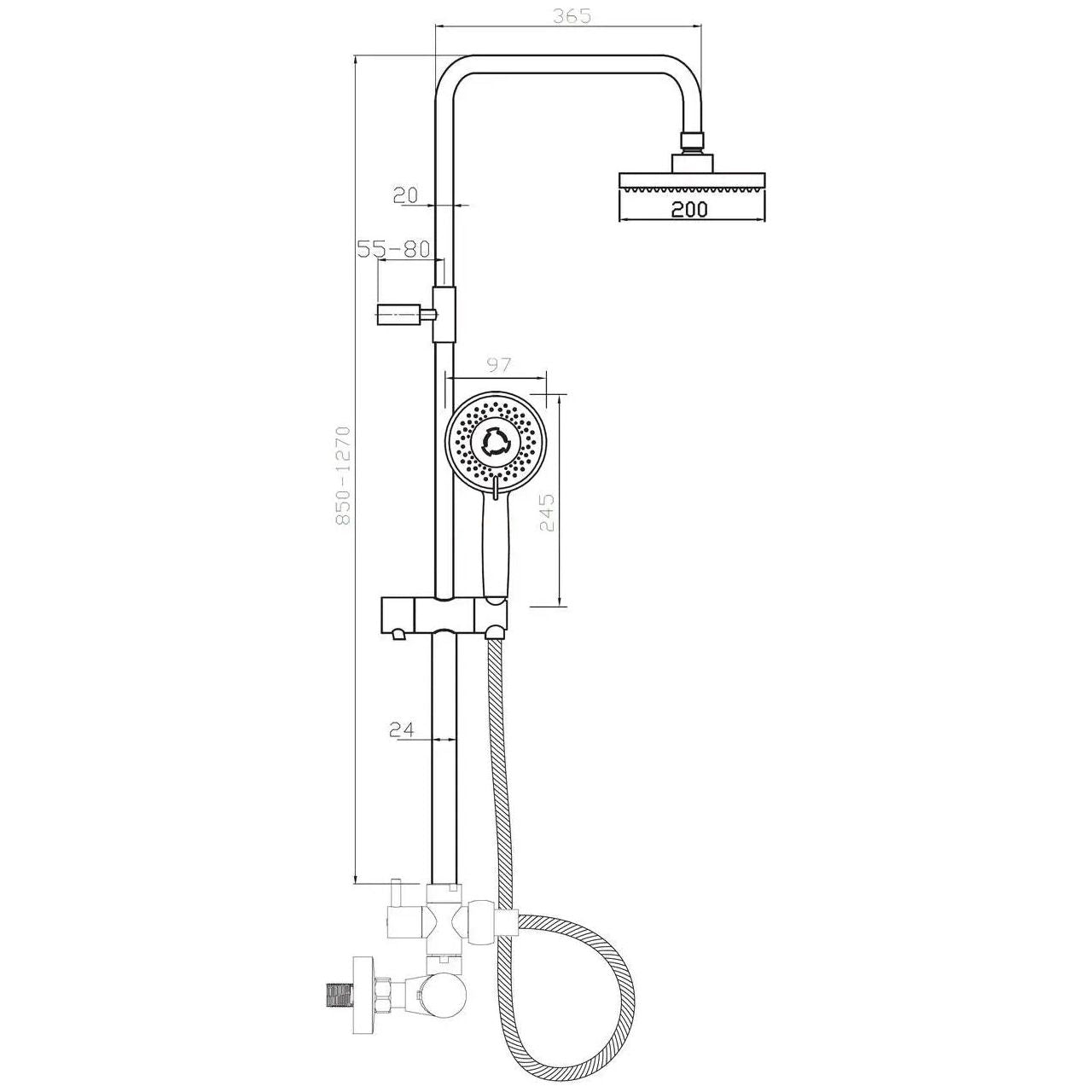 Chrome Thermostatic Shower Mixer Riser Rail Rainfall Shower Thermostatic Showers