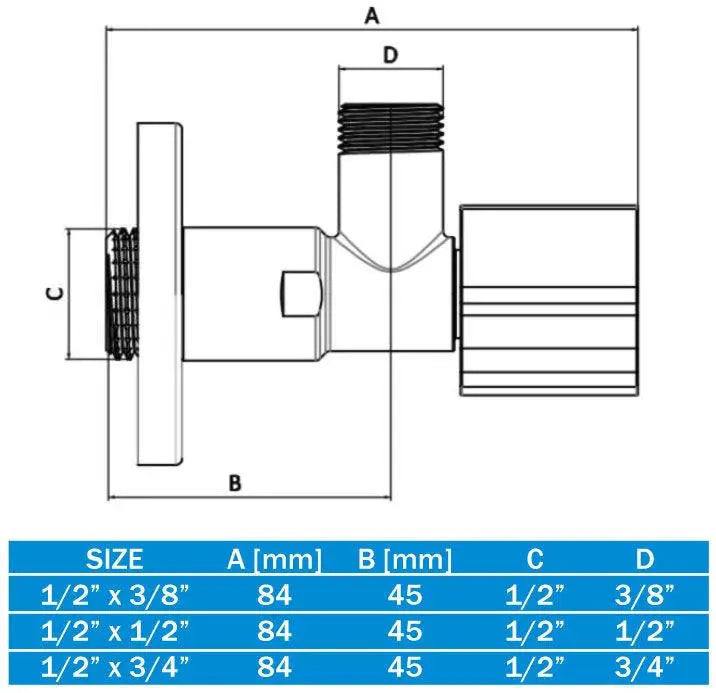 Chrome Water Isolating Valve Basin Toilet Washing Machine Isolating Valves