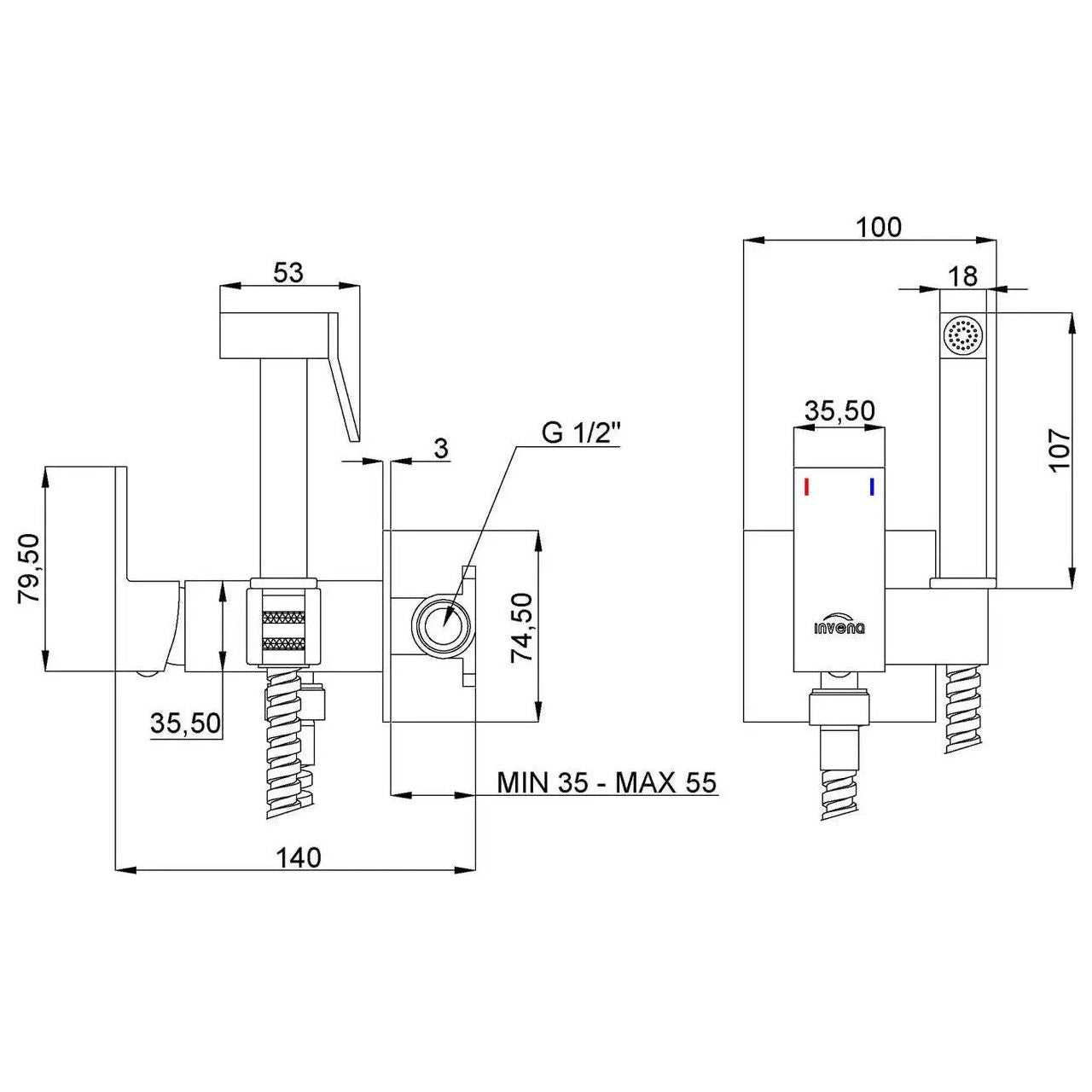 Concealed Bidet Sprayer Mixer Wall Mounted Gold Black Chrome Bidet Sprayers, A680a, A680b, A680c