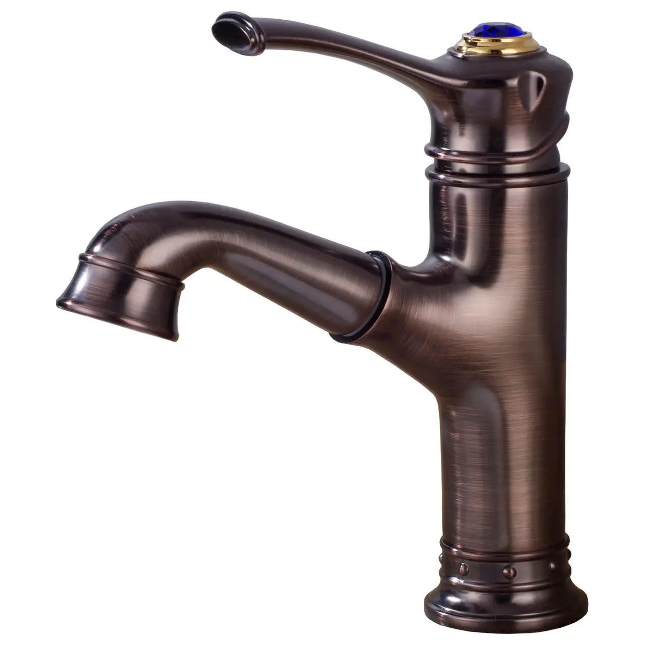 Dark Brass Kitchen Sink Water Faucet Deck Mounted Tap Pull Out Aerator Handle