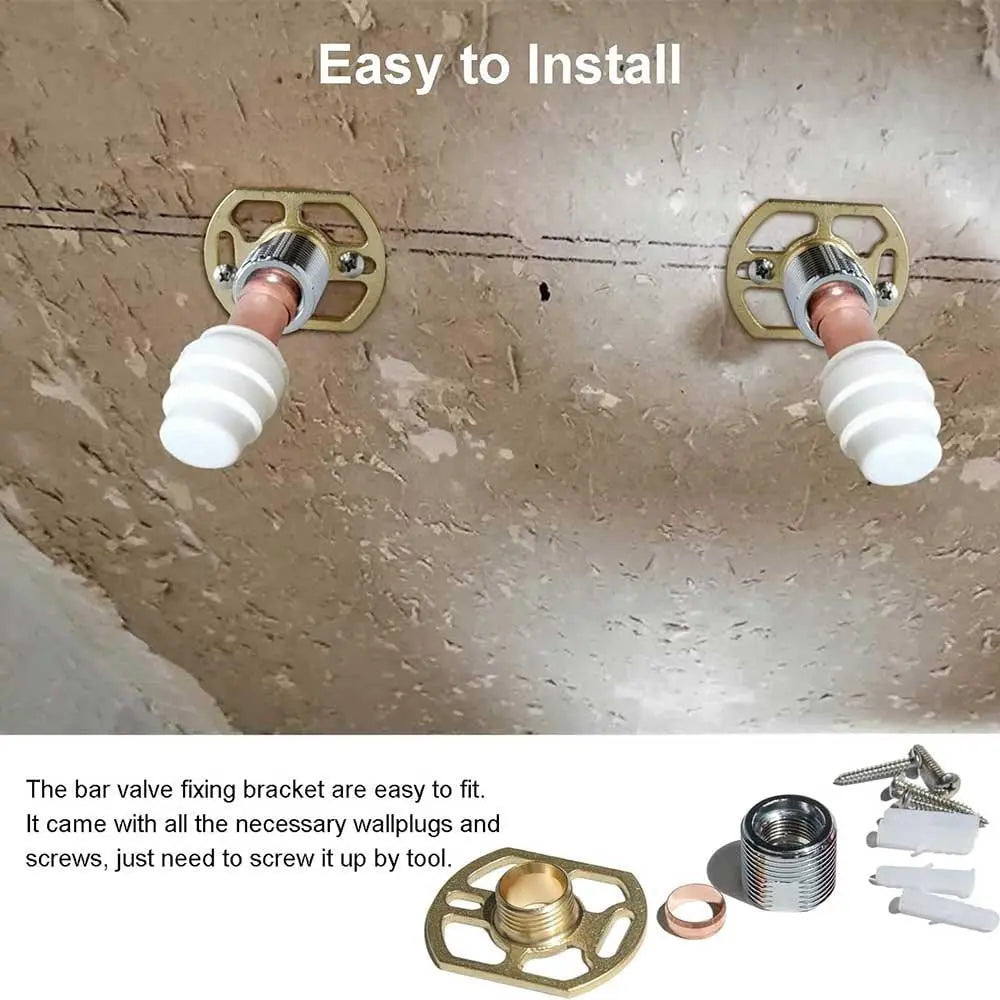 Easy Fix Brackets Fittings Kit With Chrome Round Pipe Collars for Bar Shower Valves - Shower Mixers