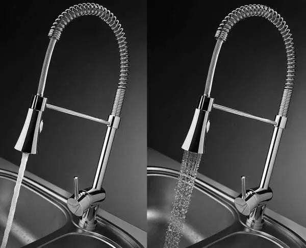 Elegant Tall Pull Out Strong Hose Spray Kitchen Sink Tap with Ceramic Mixer - 