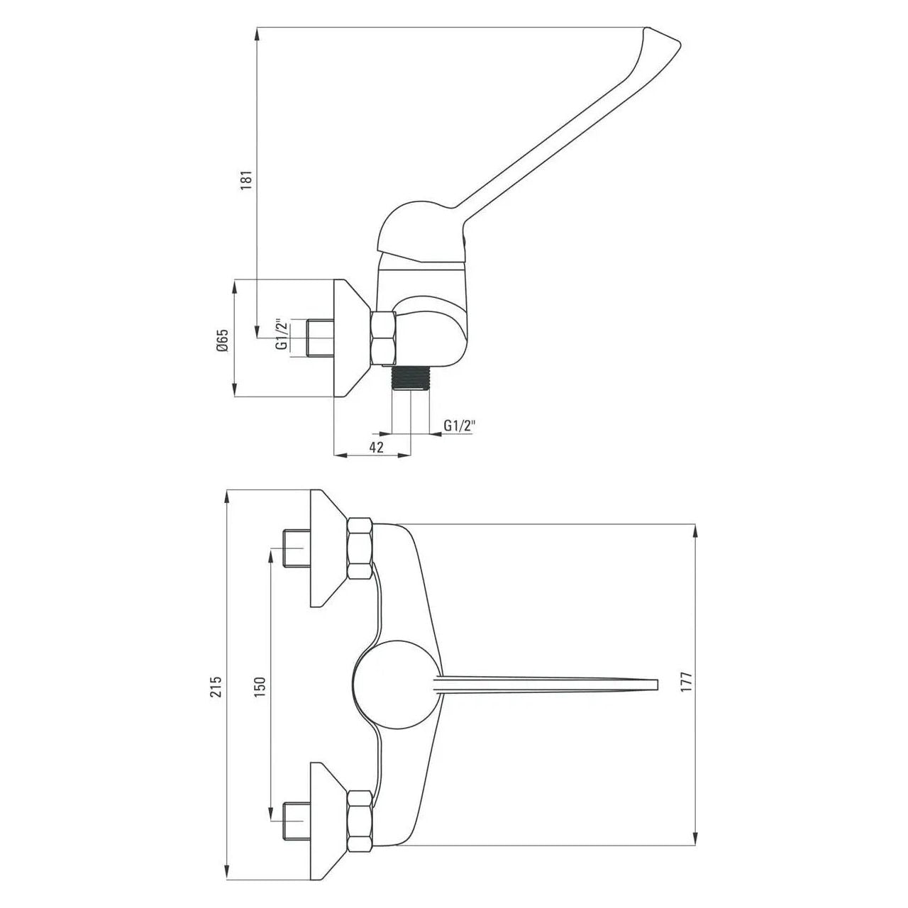 Extended Lever Shower Mixer Valve Chrome Wall Mounted Shower Mixers