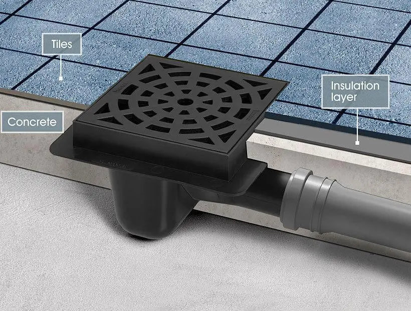 Floor Waste Drain Gully Trap Grid 50mm Pipe Square 150x150mm Drain Gully, 970a, 970b, 970c, 970d