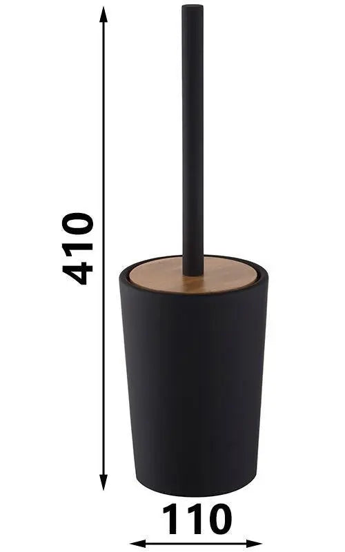 Free Standing Bathroom Black Stoneware Cup + Toilet Cleaning Brush Clean WC