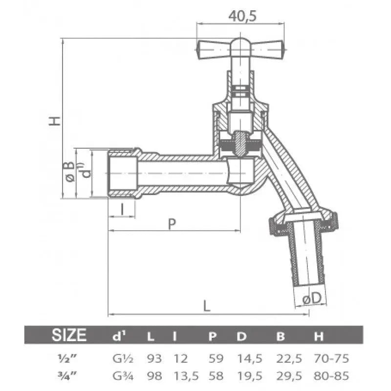 Garden Tap Brass/Chrome Outdoor Watering Valve 1/2 3/4 Garden Taps / Valves, 036a, 036b, 037a, 037b