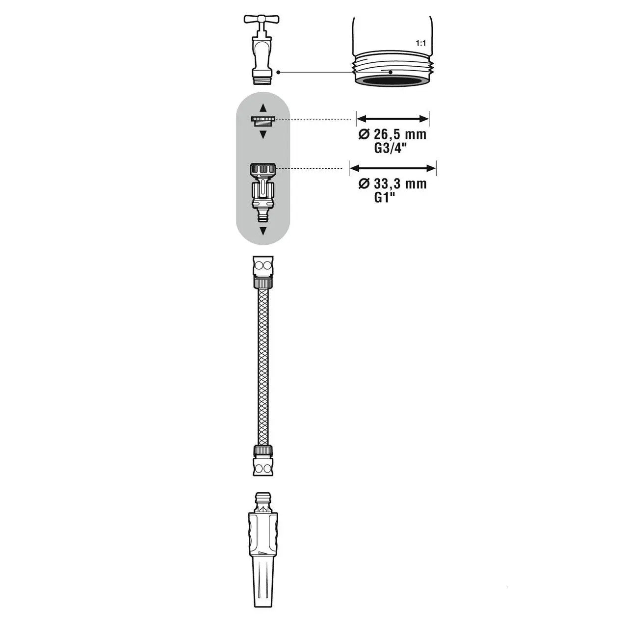 Gardena Rotating Swivel Garden Tap Connector Adaptor - Hose Tap Fittings