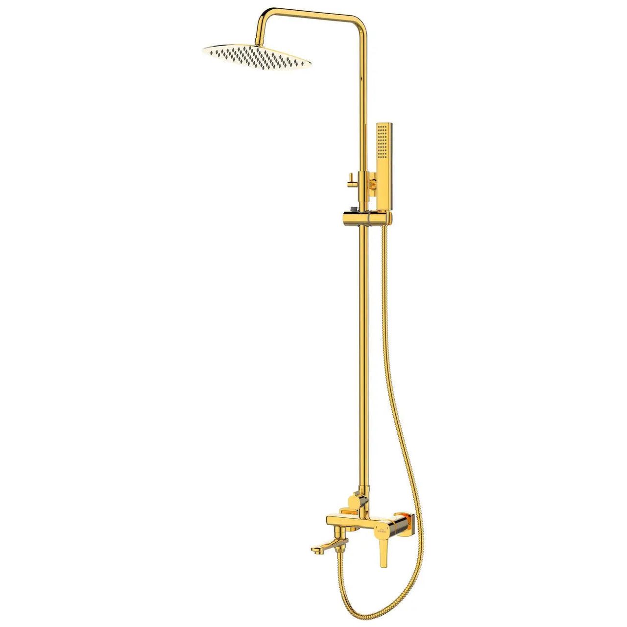 Gold Shower Mixer 2 Way Set Rainfall Shower Head Diverter Rainfall Showers