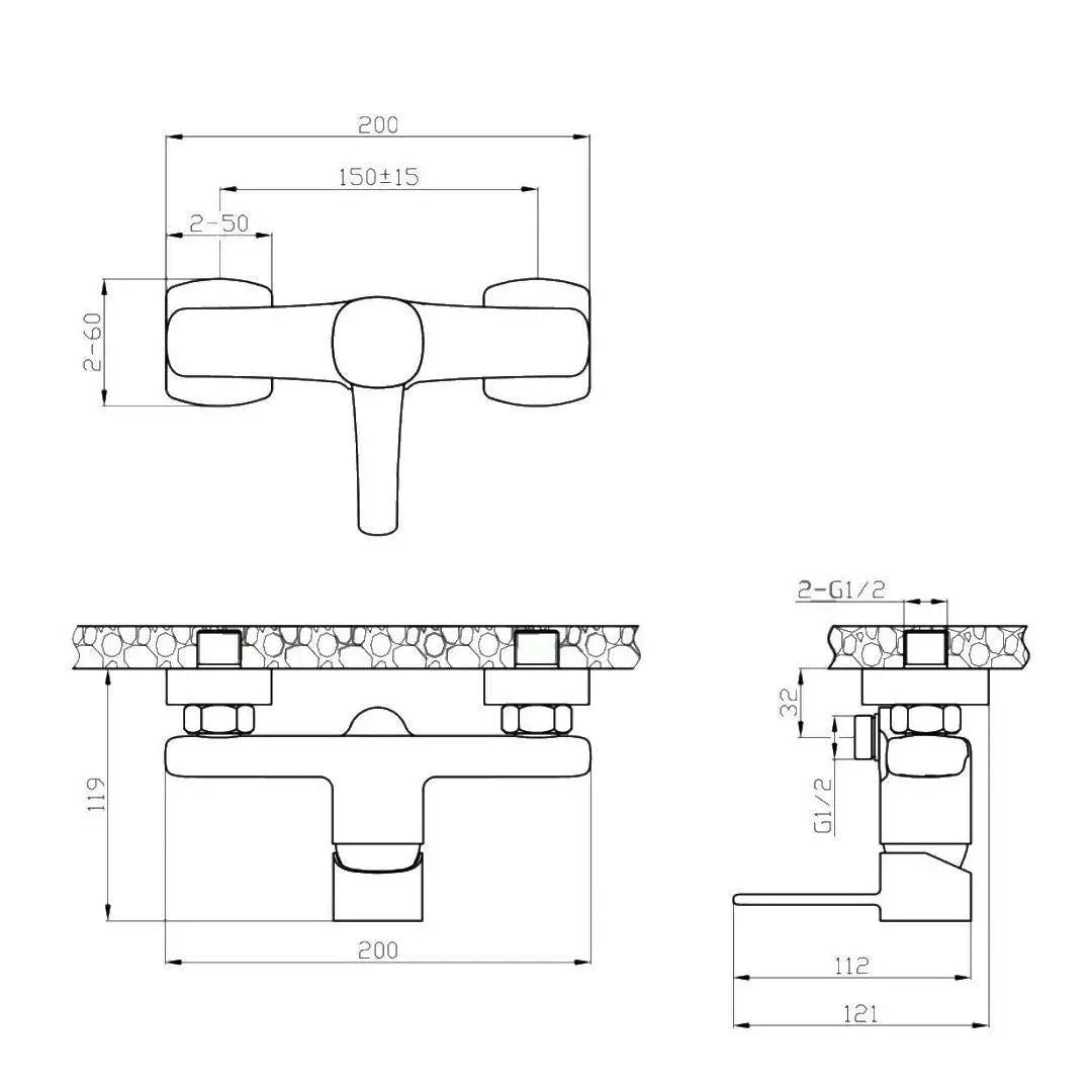 Gold Shower Mixer Valve Single Lever Wall Mounted Shower Mixers