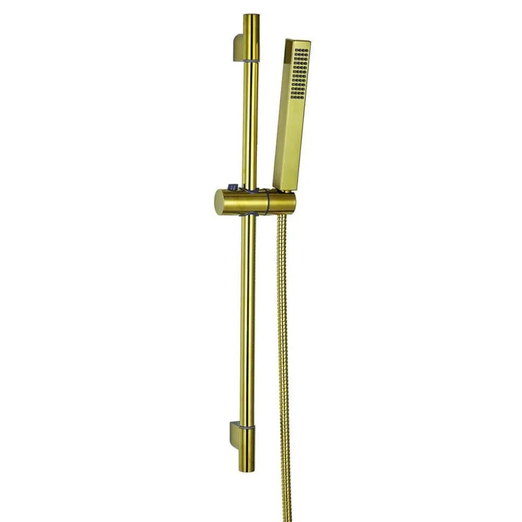 Gold Shower Riser Rail Set Bathroom Rectangle Shaped Shower Rails