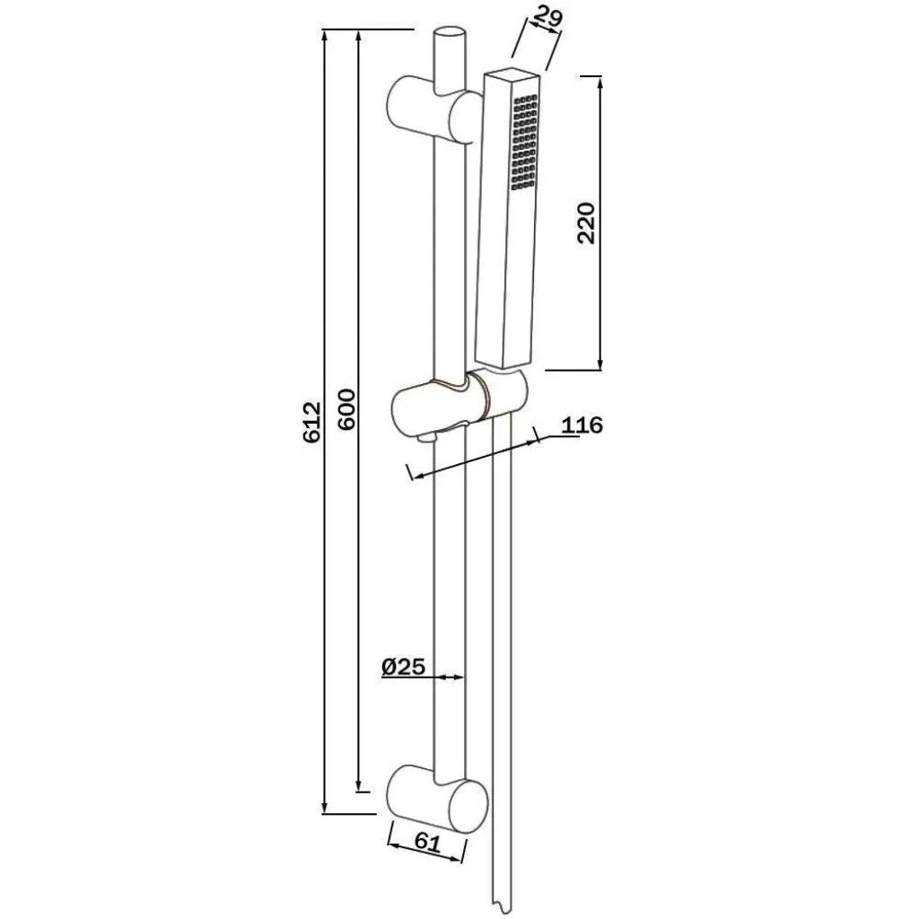 Gold Shower Riser Rail Set Bathroom Rectangle Shaped Shower Rails