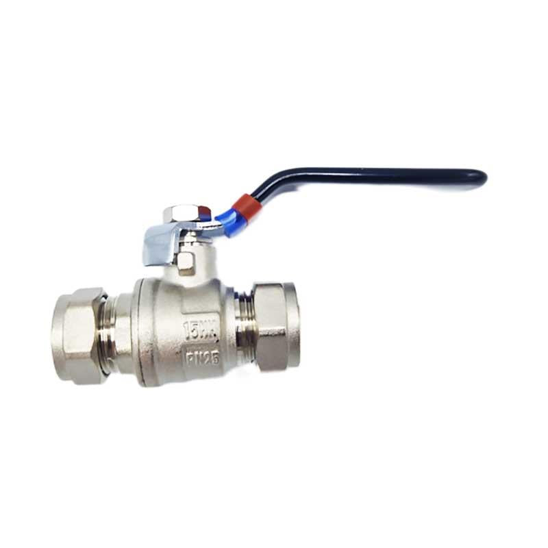 Handle Black Lever Inline Ball Valve 15mm Compression Red Blue Black - plumbing4home