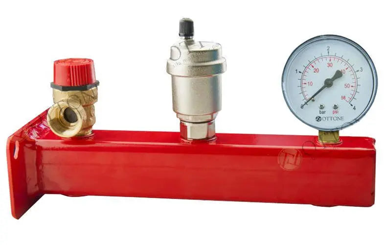 Heating Boiler Pressure Safety Kit 50kW Valve Vent Manometer Underfloor Heating Manifolds