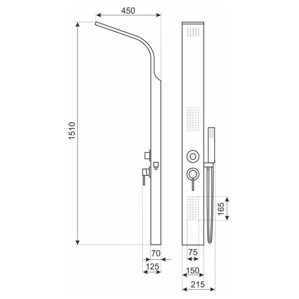 High Quality Wallmounted Shower Hydromassage Stainless Steel Panel Kerra Aquila - 