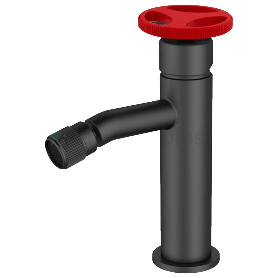 Industrial Style Bidet Mixer Tap Black with Red Handle