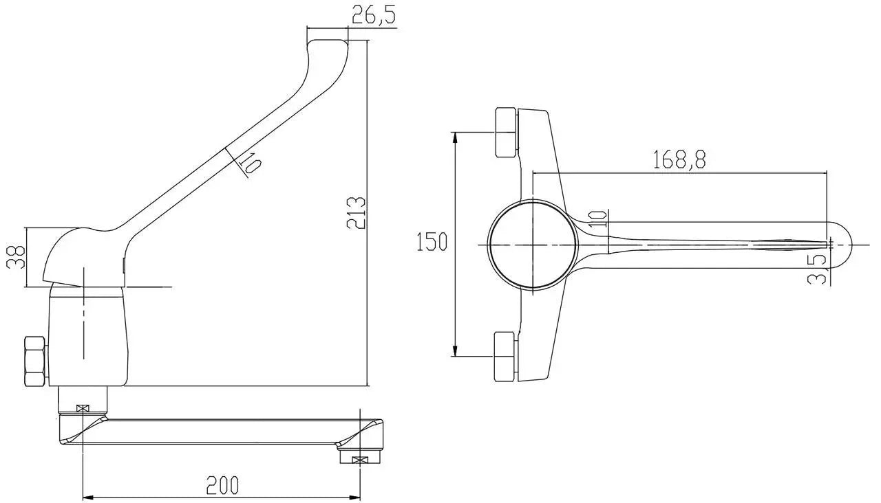 Kitchen Tap Extended Lever Disabled Mobility Wall Mounted - Kitchen Taps