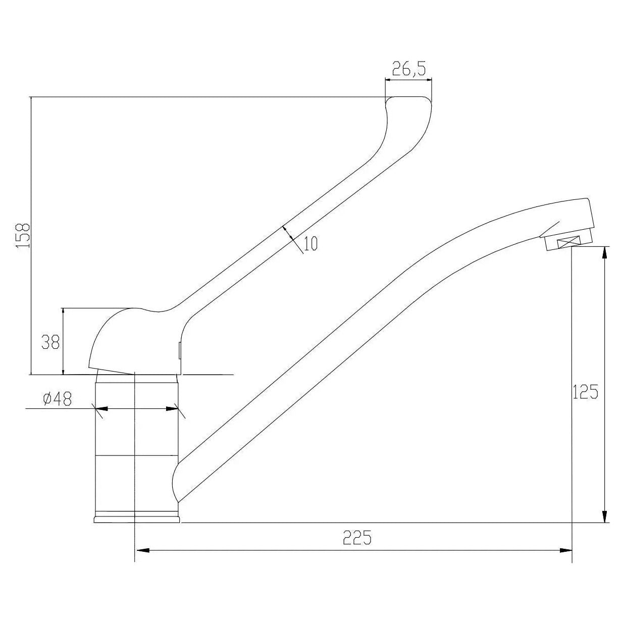 Kitchen Tap Extended Lever Swivel Spout Deck Monuted - Kitchen Taps