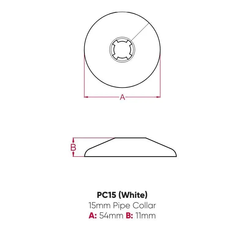 PC15 Talon Pipe Collars Covers 15mm White 10 Pack - Pipe Covers