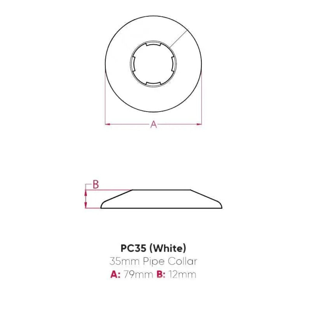 PC35 Talon Pipe Collars Covers 35mm White 5 Pack - Pipe Covers