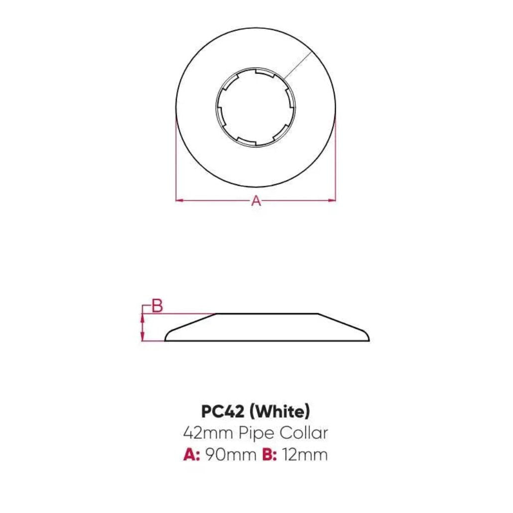 PC42 Talon Waste Pipe Collars Covers 42mm White 5 Pack - Pipe Covers