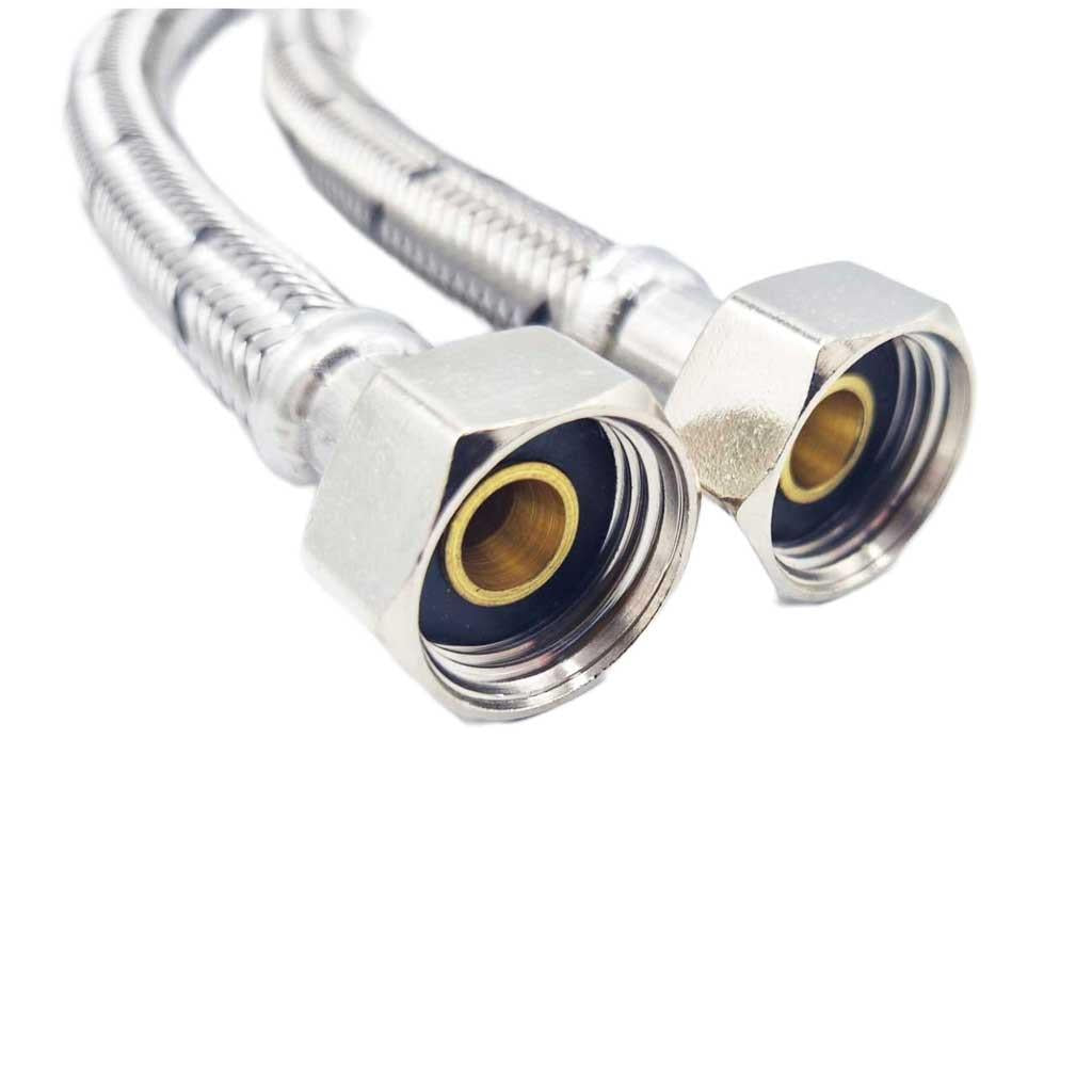 Pair Of Flexible Hose Pipe Connectors Tails 1/2" x 15mm Compression WRAS threaded fittings view, A907a, A907b