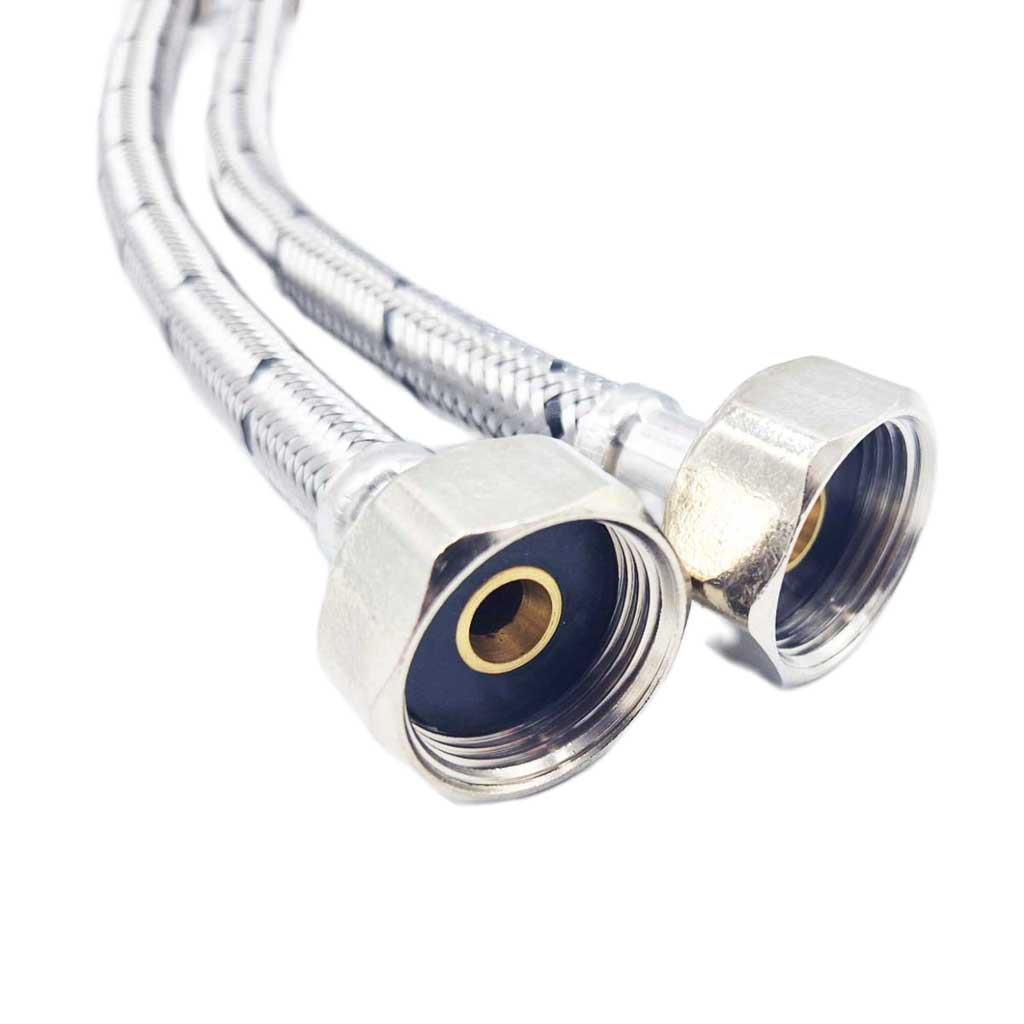 Pair Of Flexible Hose Pipe Connectors Tails 3/4" x 15mm Compression 300mm WRAS threaded fittings view