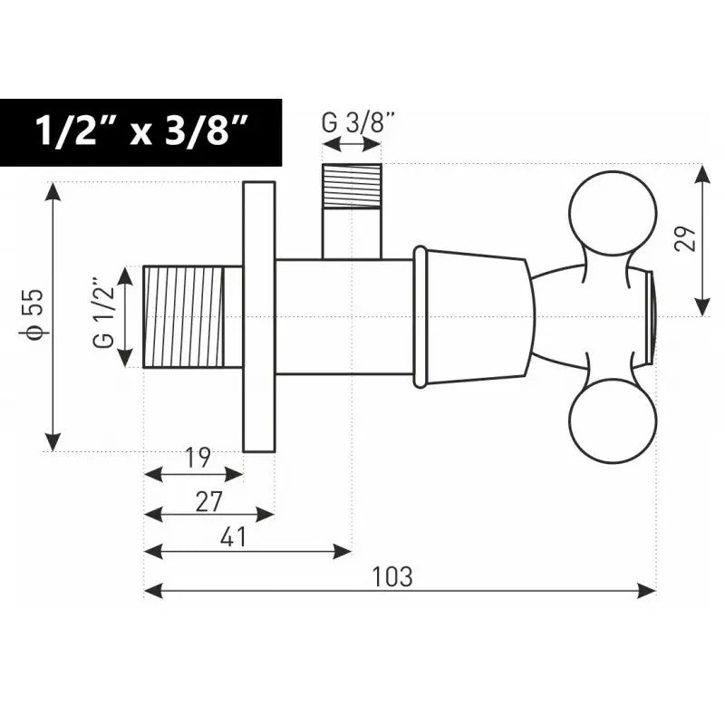 Retro Bathroom Angled Water Stop Shut-Off Isolating Valve Isolating Valves