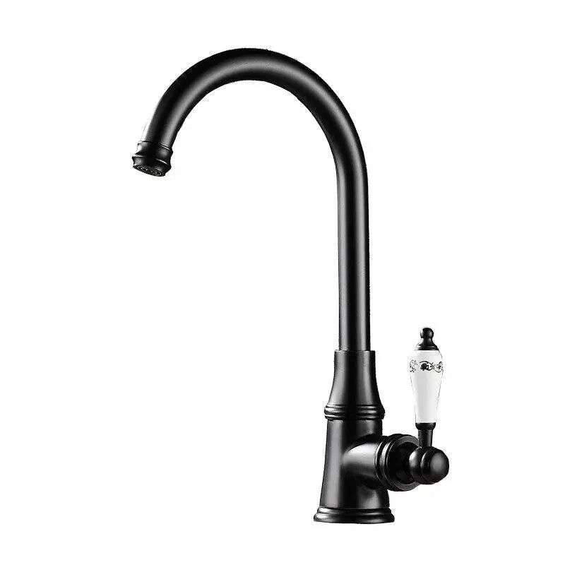 Retro Black Kitchen Mixer Tap Single Handle Swivel Monobloc Kitchen Taps