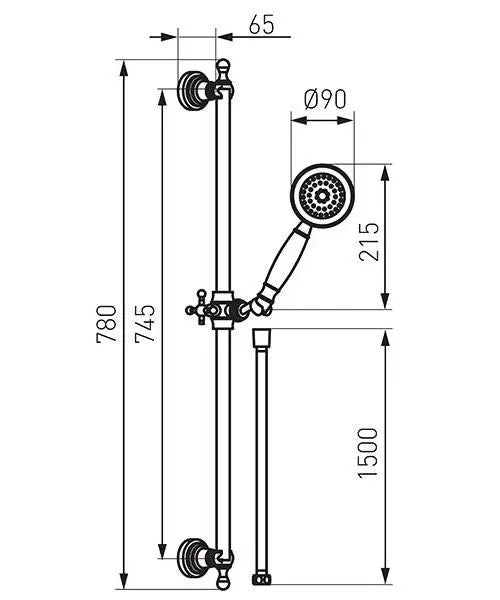 Retro Chrome Shower Bar Riser Rail Kit Column Wall Set Shower Rails