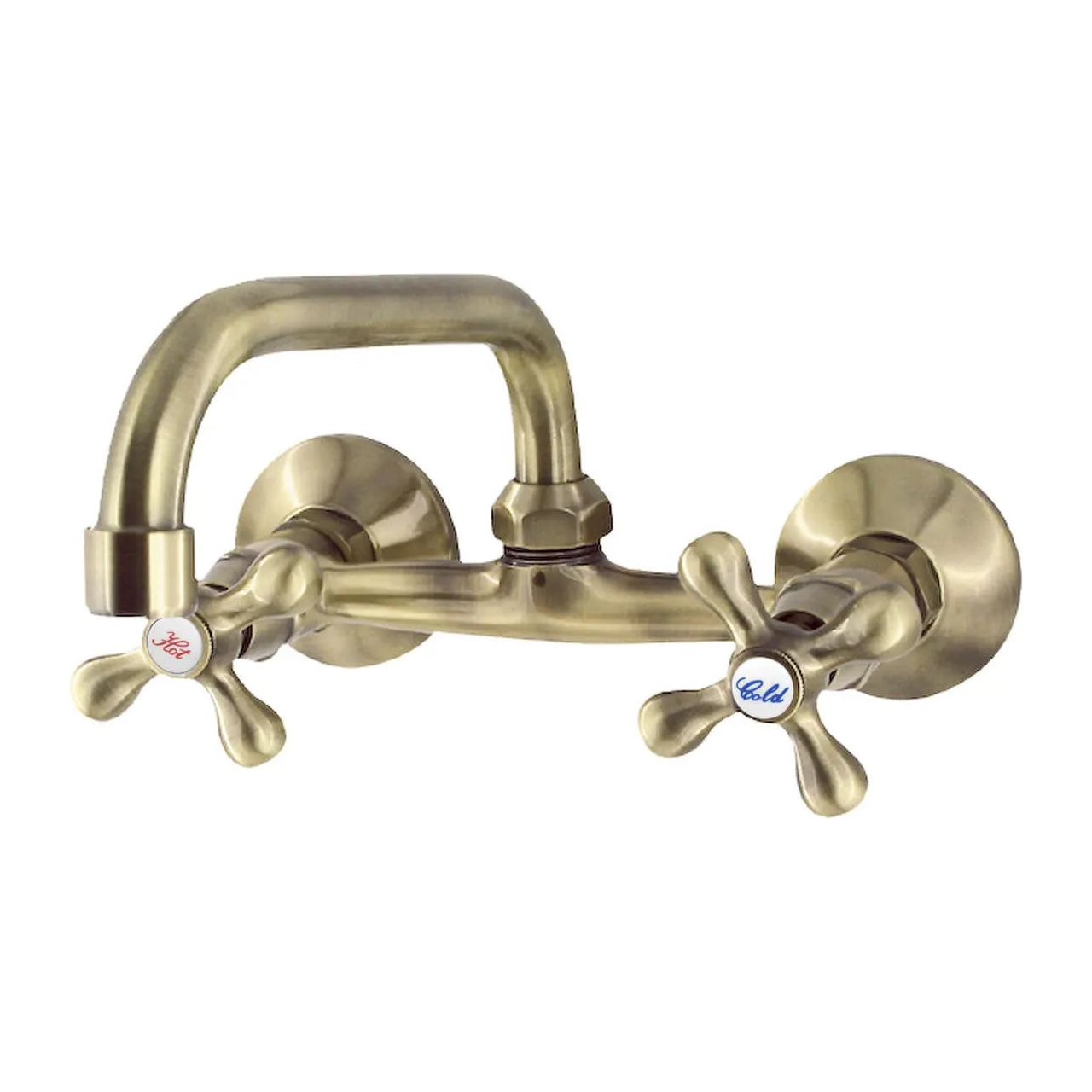 Retro Elegant Wall Mounted Antique Brass Bathroom Tap 15cm Spout Loge Luxor 5 - 