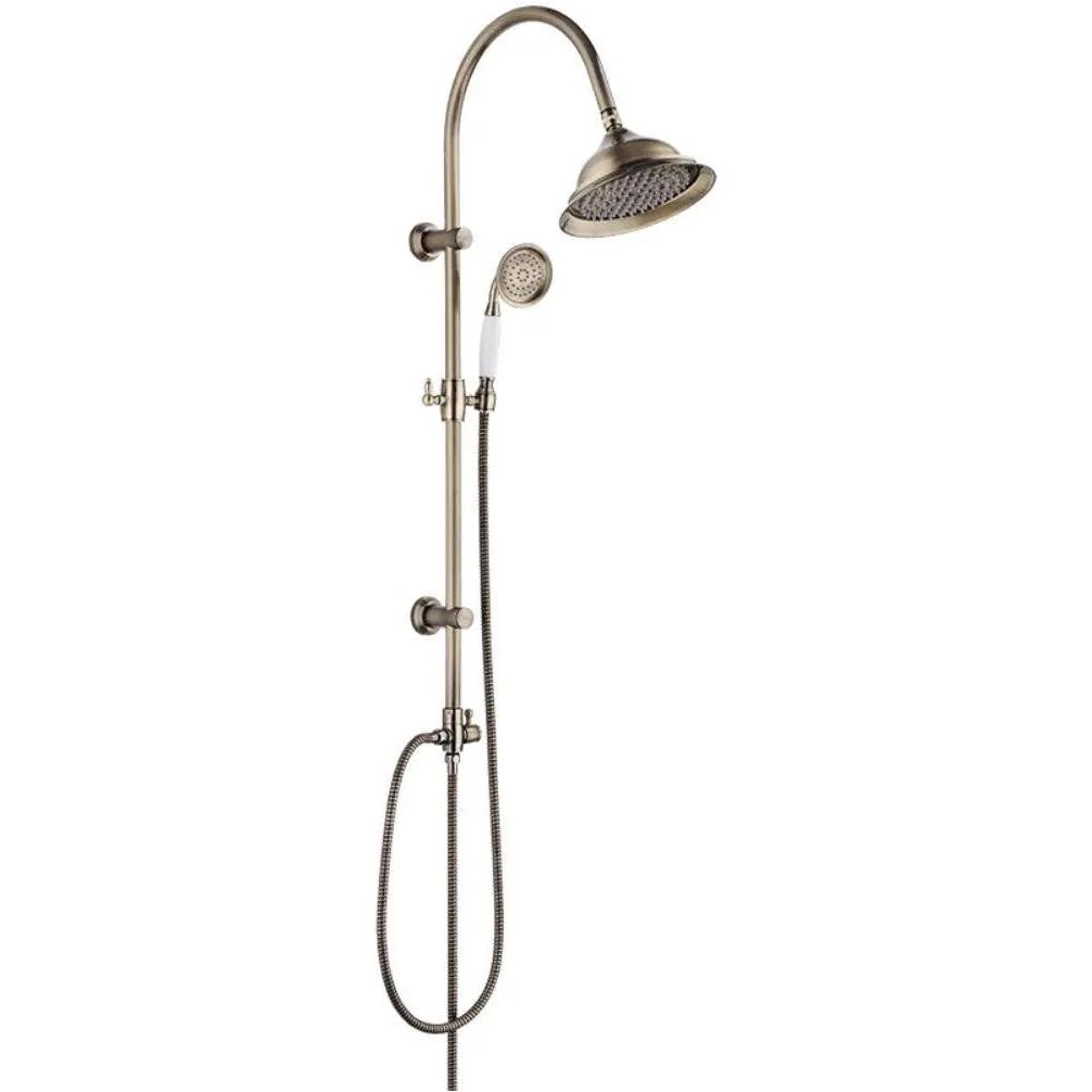 Retro Shower Column Wallmounted Rainfall + Handshower Antique Brass Finishing