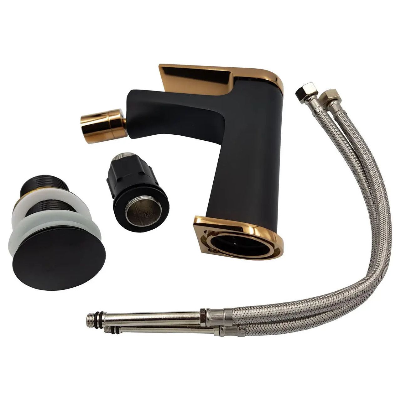 Black/Rose Gold Brass Bidet Mixer Tap + Click-Clack Plug Bidet Taps