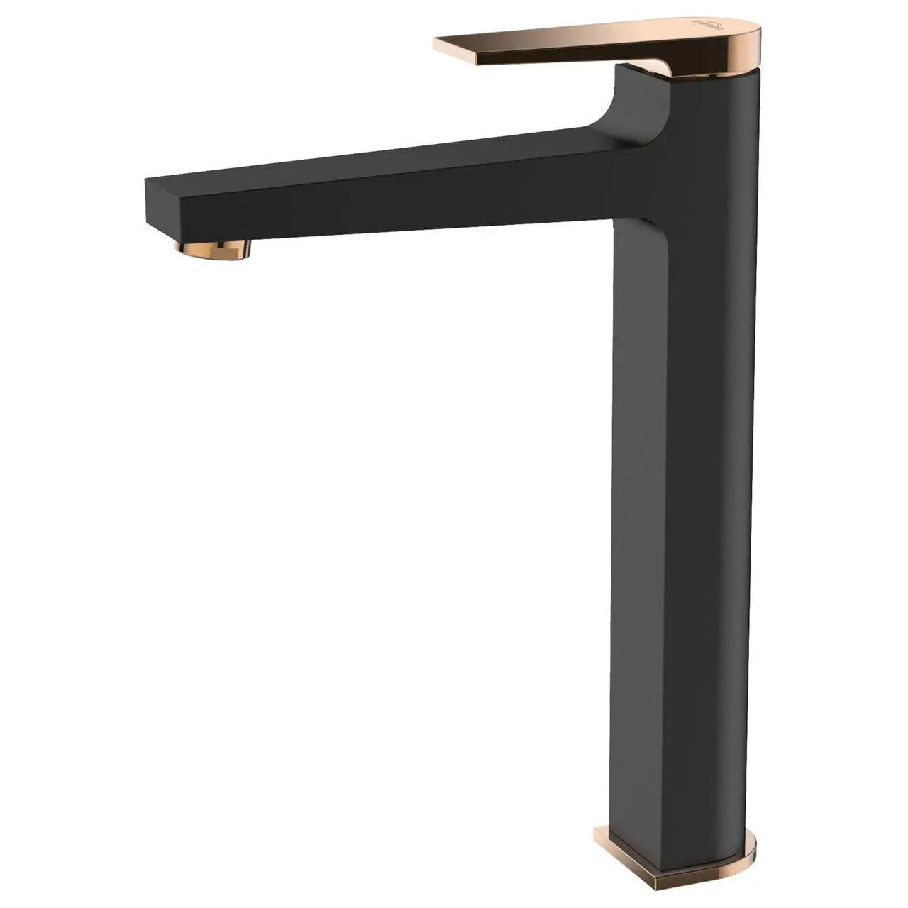 Black/Rose Gold Tall Basin Mixer Tap + Click-Clack Plug Basin Taps