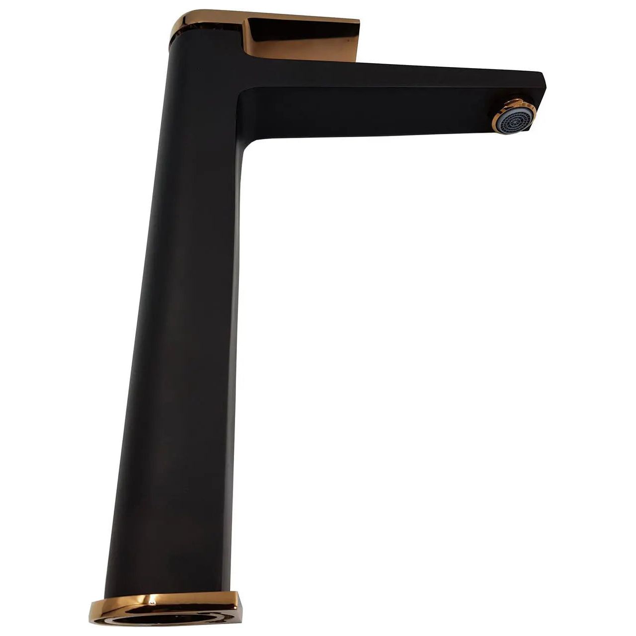 Black/Rose Gold Tall Basin Mixer Tap + Click-Clack Plug Basin Taps