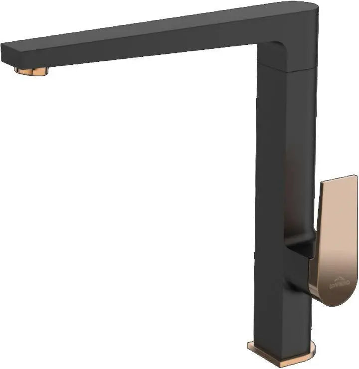 Black/Rose Gold Tall Kitchen Mixer Tap Sink Mounted Square Kitchen Taps