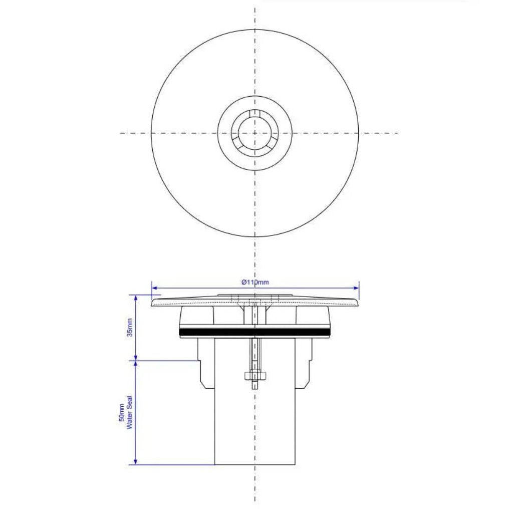 ST90CPTOP+TUBE McAlpine 113mm Chrome Plastic Flange For 90mm Shower Traps - Shower Drain