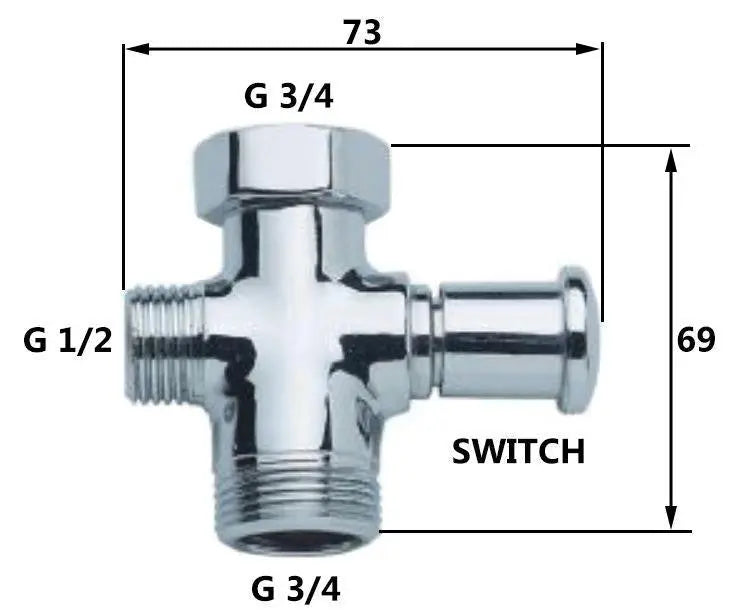 Shower Diverter Valve 2 Way Chrome Plated Replacement Shower Mixers