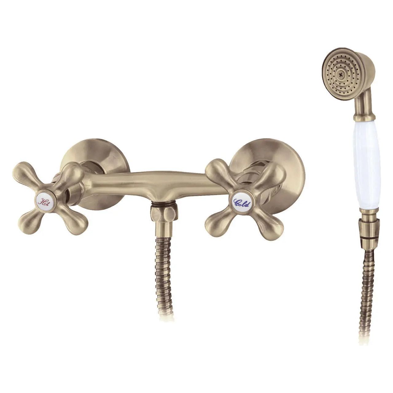 Shower Mixer Wall Mounted Antique Brass Tap Retro Heads Shower Mixers