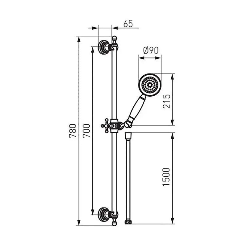 Shower Riser Rail With Retro Shower Head Antique Brass Shower Rails